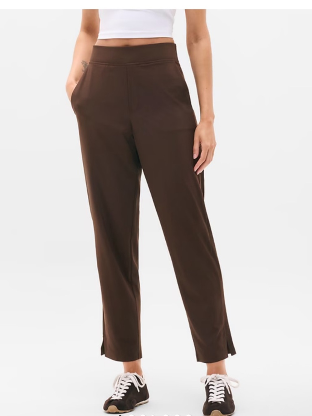 Athleta Brooklyn Mid Rise Ankle Pant in Woodland Brown